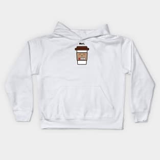 Meh. | Coffee Cup | Charging | Low Battery | Cute Kawaii | White Kids Hoodie